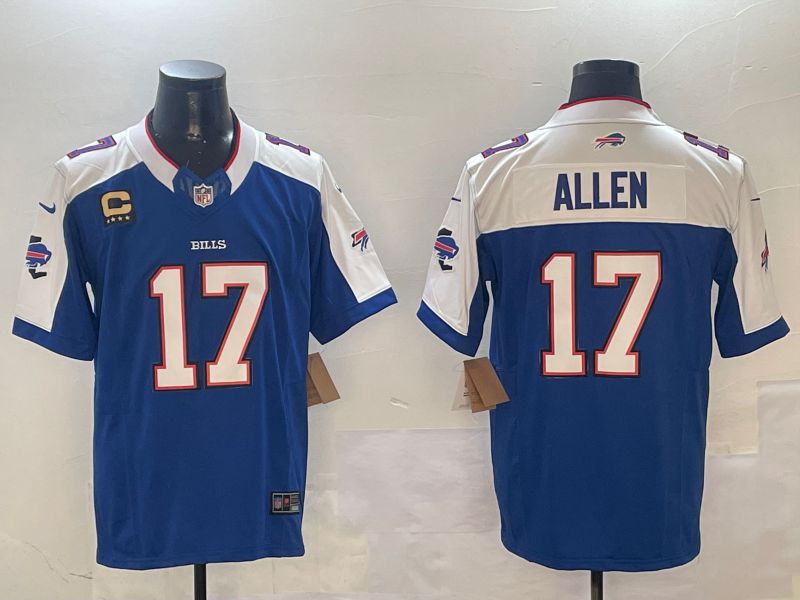 Men Buffalo Bills #17 Allen Blue Thanksgiving three generations 2024 Nike Limited NFL Jersey style 1